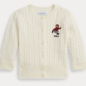 Polo Bear Mini Cable Knit Cotton Cardigan